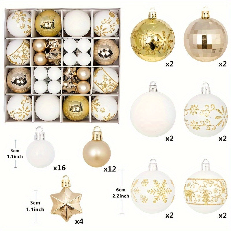 44 Pcs Christmas Balls Ornaments for Xmas Tree Decorations