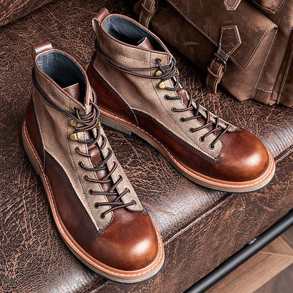 Motorcycle Leather Boots Men's Genuine Leather England Style - Hiccupzz
