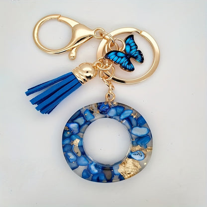 Blue Butterfly Alphabet Initial Keychain - Cute Resin Charm for Bags and Daily Use - Hiccupzz