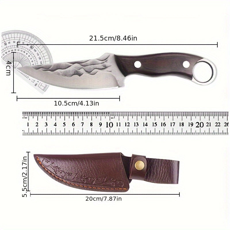 Outdoor Small Knife With Leather Cover Is Very Suitable For Outdoor Camping, Barbecue, Hiking, Fishing And Other Activities