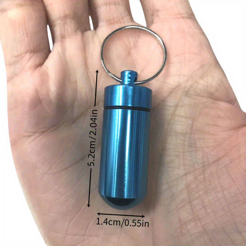 Premium Aluminum Alloy Mini Storage Canister Keychain: Portable Floating Design with Secure Clip for Outdoor Travel, Hiking, and Camping (Waterproof with Rubber Seal)