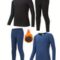 4 Pcs Youngsters' Thermal Underwear Set, Cozy Fleece Lining, Stretchy Knit Fabric - Hiccupzz