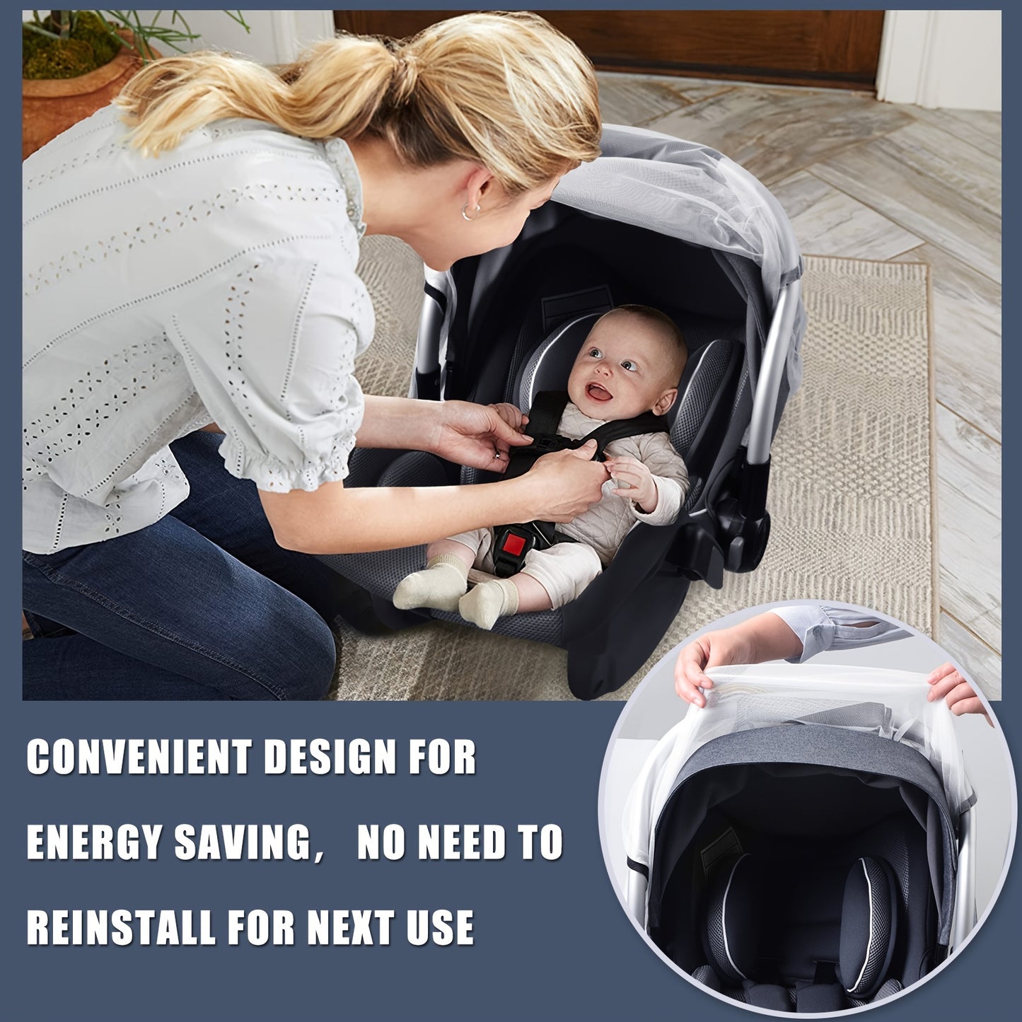 Baby White Mosquito Net - Breathable Elastic Netting for Infant Car Seats, Strollers