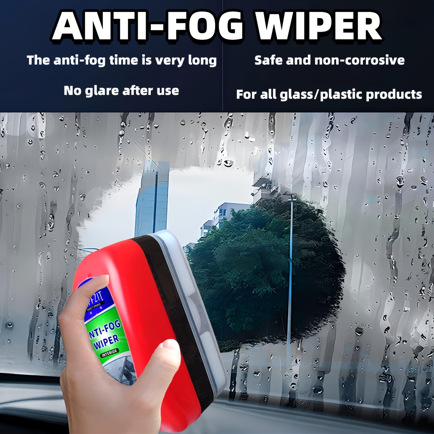 Portable Anti-Fog Wiper for Windshields - 120Ml/4Oz Defogging Sponge for Cars, Helmets, Mirrors & More