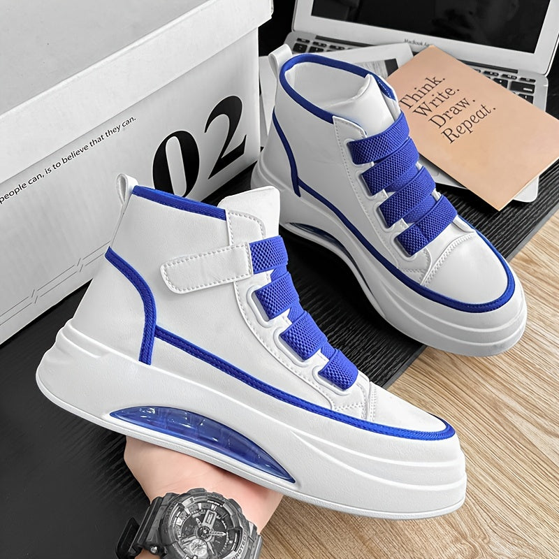 Comfy Non-Slip High Top Skate Shoes for Men's Outdoor Activities - Trendy Color Block Sneakers