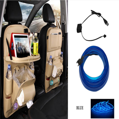 Luxury PU Leather Car Backseat Organizer with Foldable Table – Multi-Functional Car Seat Storage.