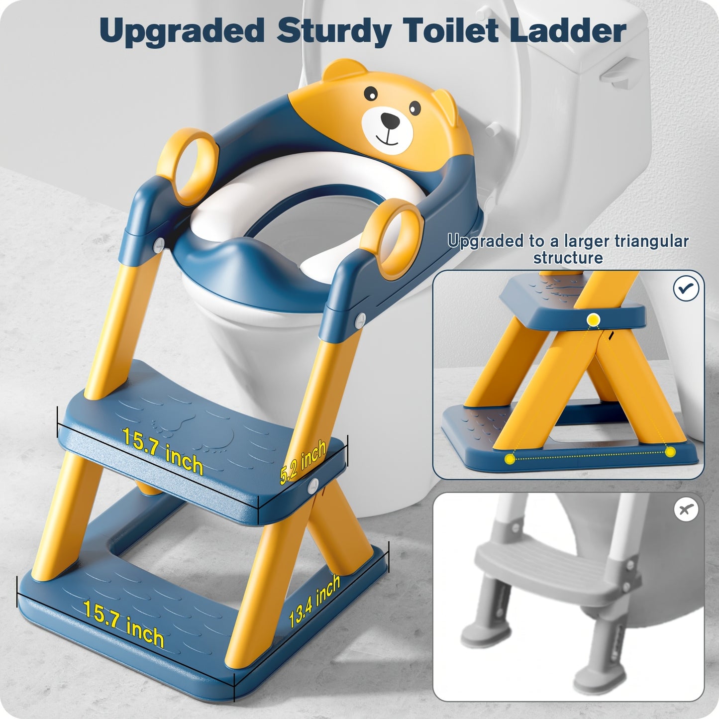 Potty Training Seat, 2-in-1 Toddler Toilet Trainer with Splash Guard, Non-Slip Pad & Step Stool