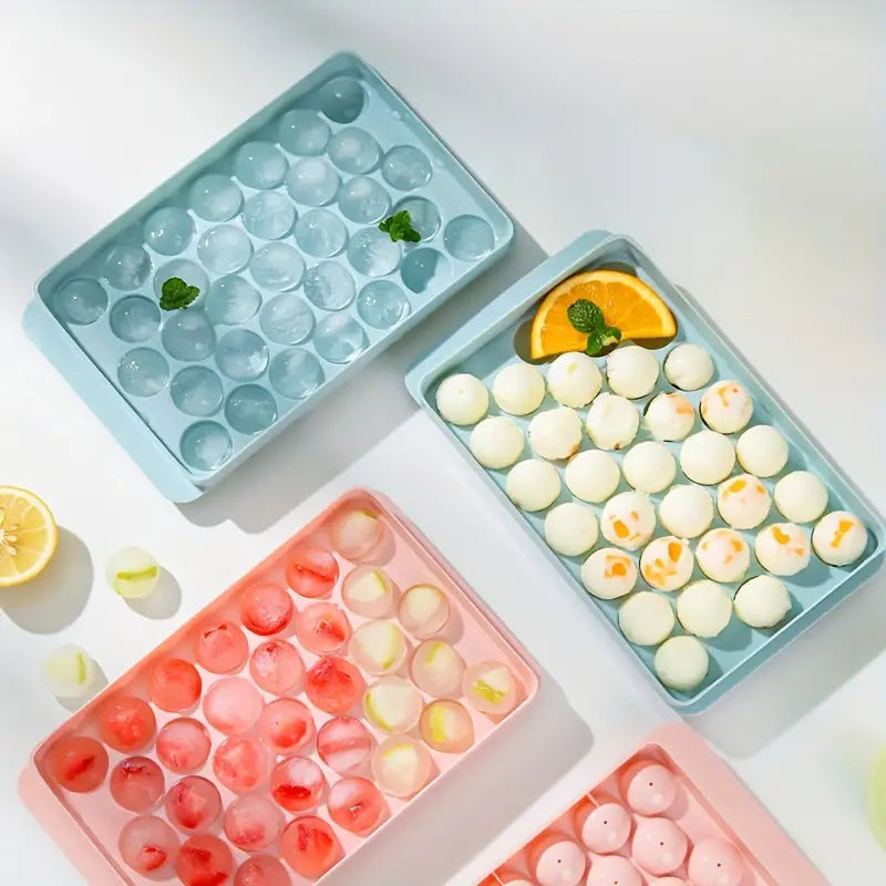 33-Grid Ice Cube Tray with Lid - Quick-Release, Stackable Ice Maker for Kitchen & Beverages