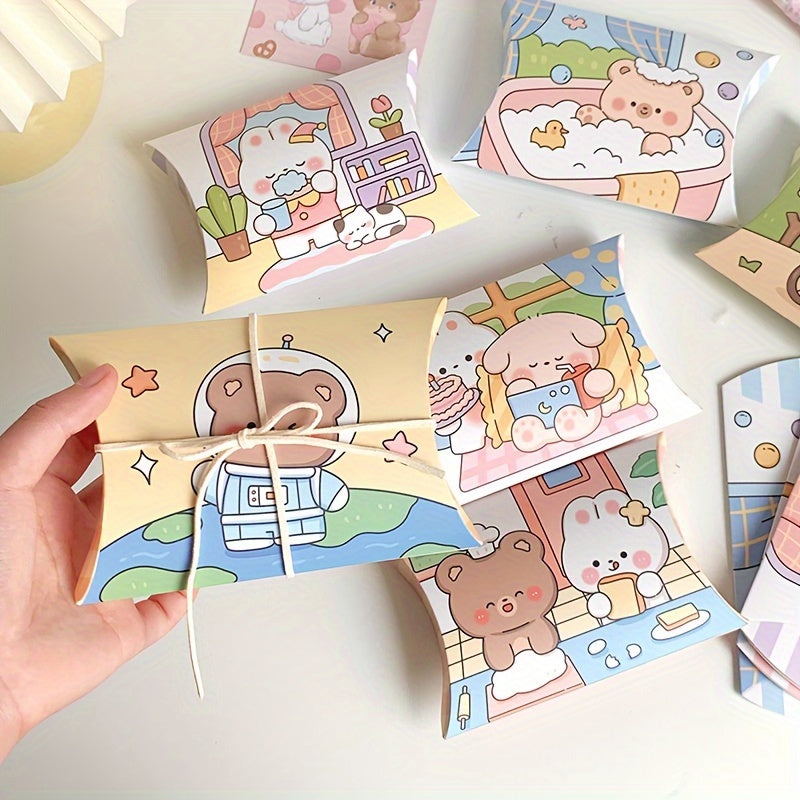 Cartoon Animal-Themed Pillow Gift Boxes (1-Pack) – Perfect for Small Candies, Birthdays, Holidays, and Special Occasions, Featuring Adorable Bear and Bunny Designs