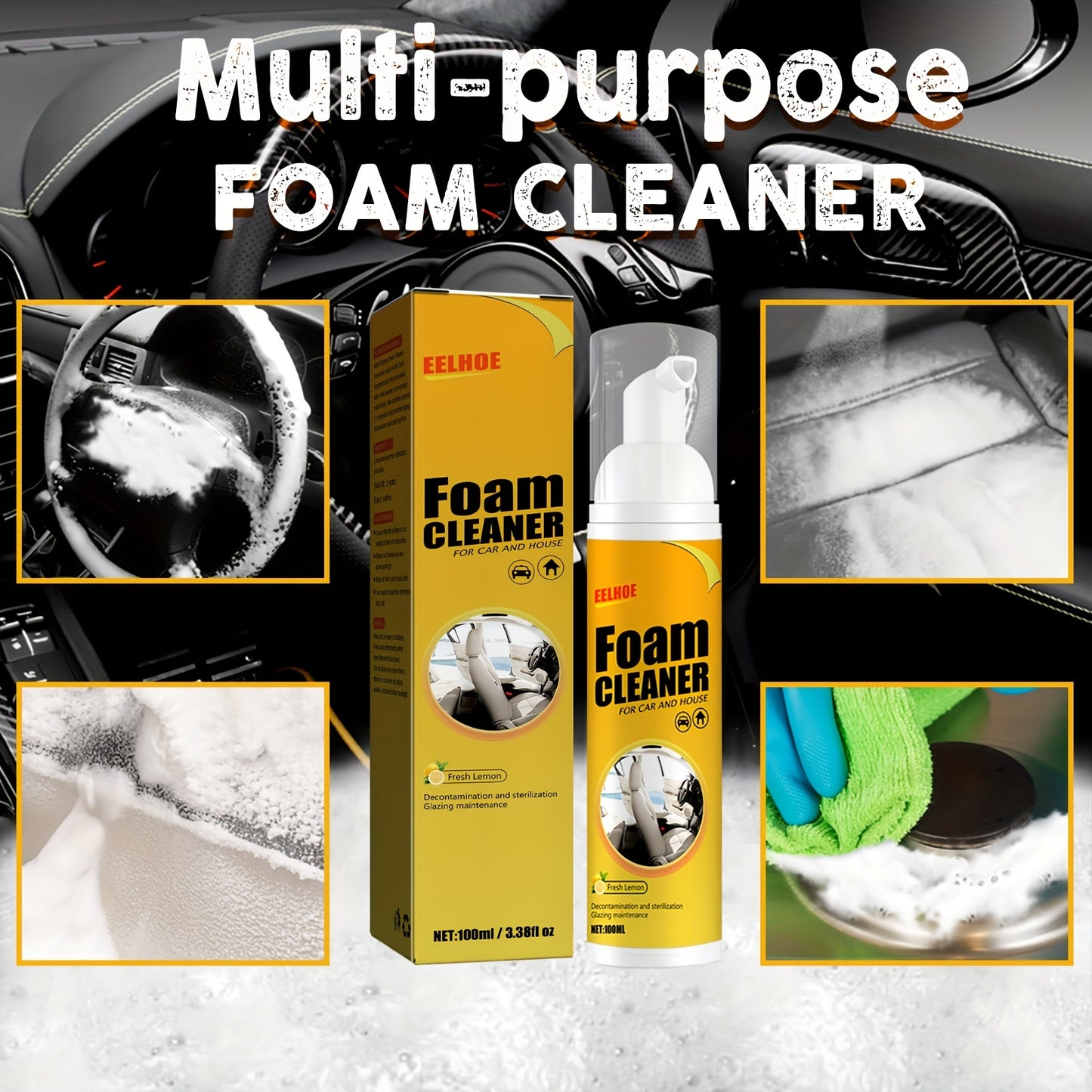 1/2/3 Pcs Multi-Functional Foam Cleaner - Automotive Interior Plastic Care Spray for Instrument Panels, Steering Wheels, and Seats