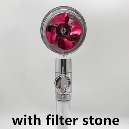 Shower Head Water flow 360 Degrees Rotating With Small Fan ABS Rain High Pressure Spray Nozzle Bathroom Accessories - Hiccupzz