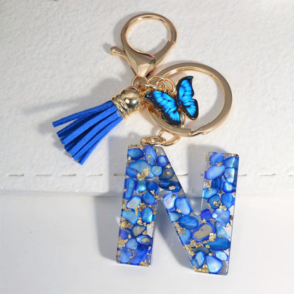 Blue Butterfly Alphabet Initial Keychain - Cute Resin Charm for Bags and Daily Use - Hiccupzz