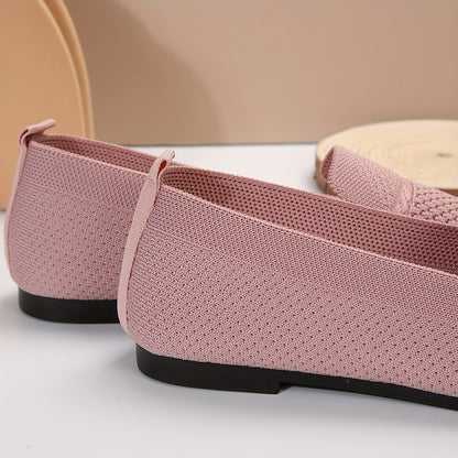 Women's Minimalist Slip-On Knitted Flats, Point Toe, Soft Sole Ballets, Lightweight Comfort - Hiccupzz