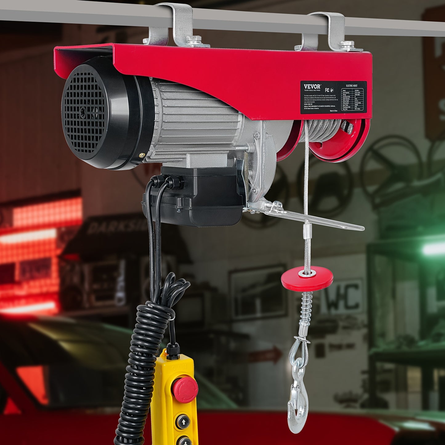 Electric Hoist, 440lbs Garage Hoist with 14ft Wired Control, 110 Volt Winch, 40ft Single Cable Lifting Height, Pure Copper Motor & Emergency Stop Switch