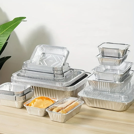 50pcs Aluminum Pans, Disposable Foil Steam Table Deep Pans, Tin Pans Great For Roasting