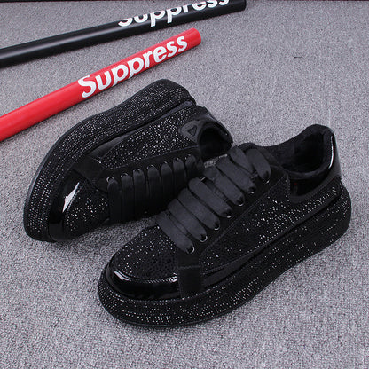 Elevated Casual Glossy Thick Soled Hot Diamond Men's Shoes - Hiccupzz