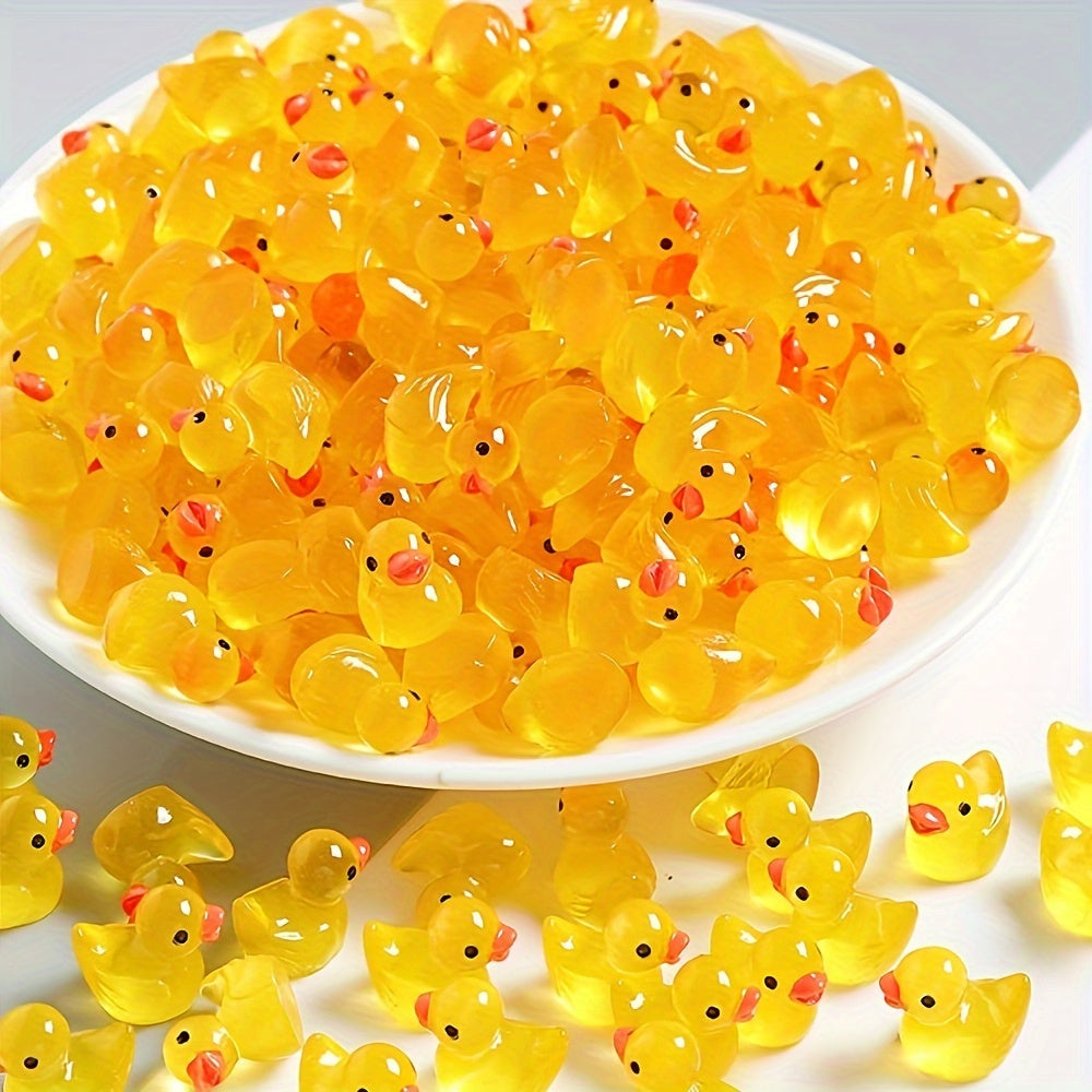 Luminous Mini Duck Figurines: 10/20pcs Set for Fairy Gardens, Aquariums, and Home Decor - Battery-Free Resin Ornaments for DIY Projects and Gifts