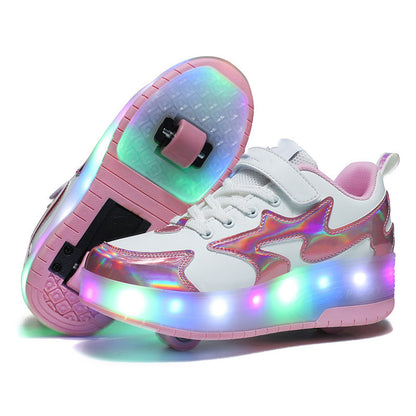 Children's Fashion Removable Charging With Lights Light-emitting Roller Skates - Hiccupzz