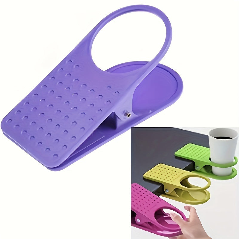 1/3 Piece Space-Saving Clip-On Cup Holder – Lightweight & Sturdy Design for Tables, Storage Tray Included, Random Colors