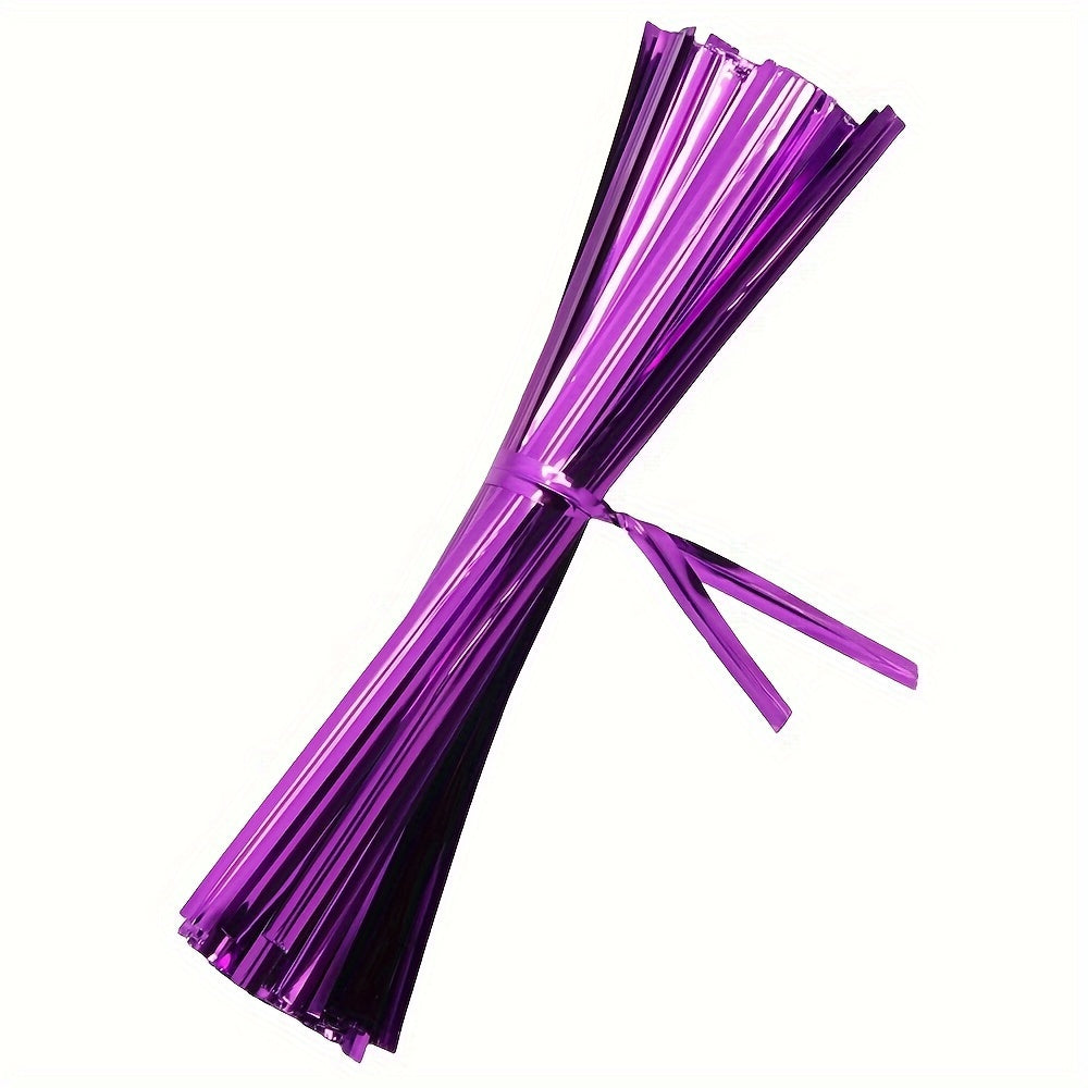 Metallic Twist Ties (100pcs): Colored Spiral Ties for Cellophane Party Bags and Candy Bags - 10cm/3.97in, Available in 8 Colors