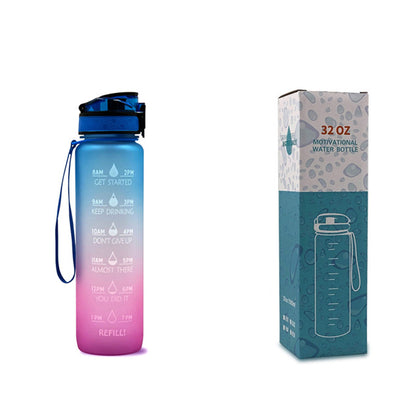 1L Tritan Water Bottle With Time Marker Bounce Cover Leakproof Cup For Sports Fitness