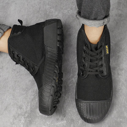 Construction Site Wear-resistant Non-slip High Top Canvas Breathable Shoes - Hiccupzz