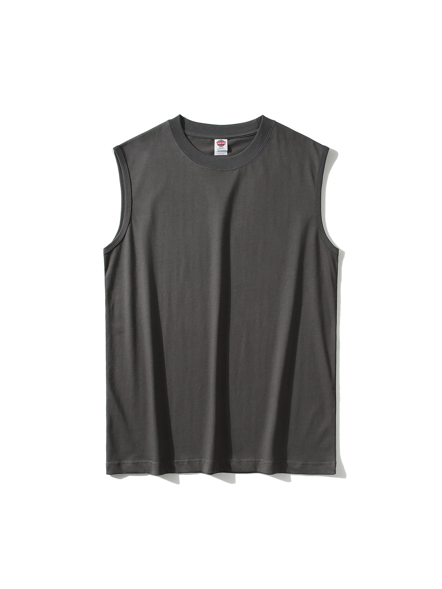 Men's 100% Cotton Solid Tank Top, Active Crew Neck Sleeveless Top, Men's Clothing For Summer Outdoor