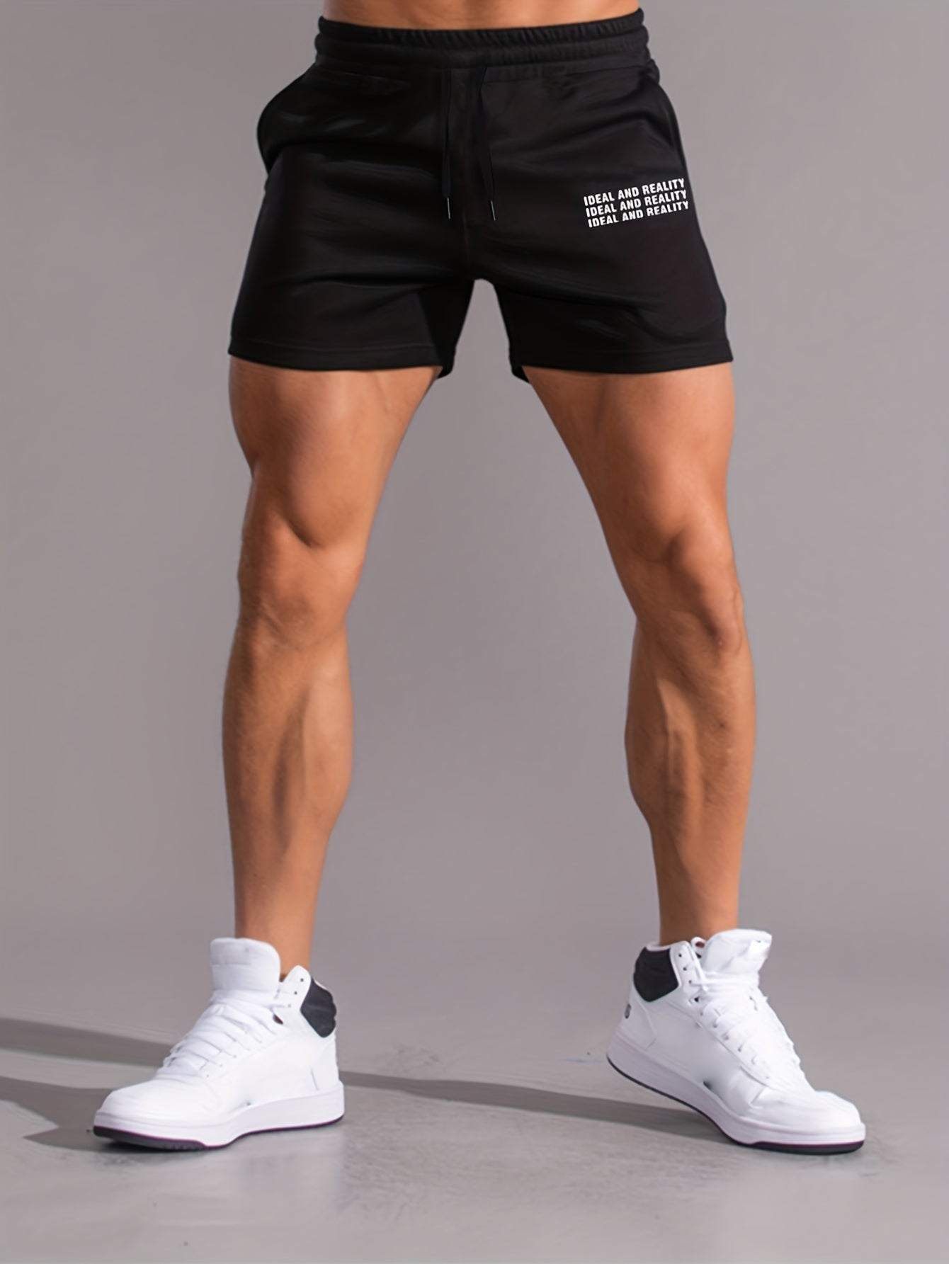 Pantalones cortos cómodos con estampado de letras para hombre: pantalones cortos casuales con cordón y cintura elástica para usar en baloncesto y en la playa en verano