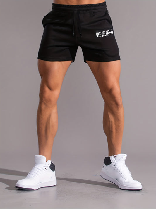 Men's Letter Print Comfy Shorts - Casual Elastic Waist Drawstring Shorts for Summer Basketball and Beach Resort Wear