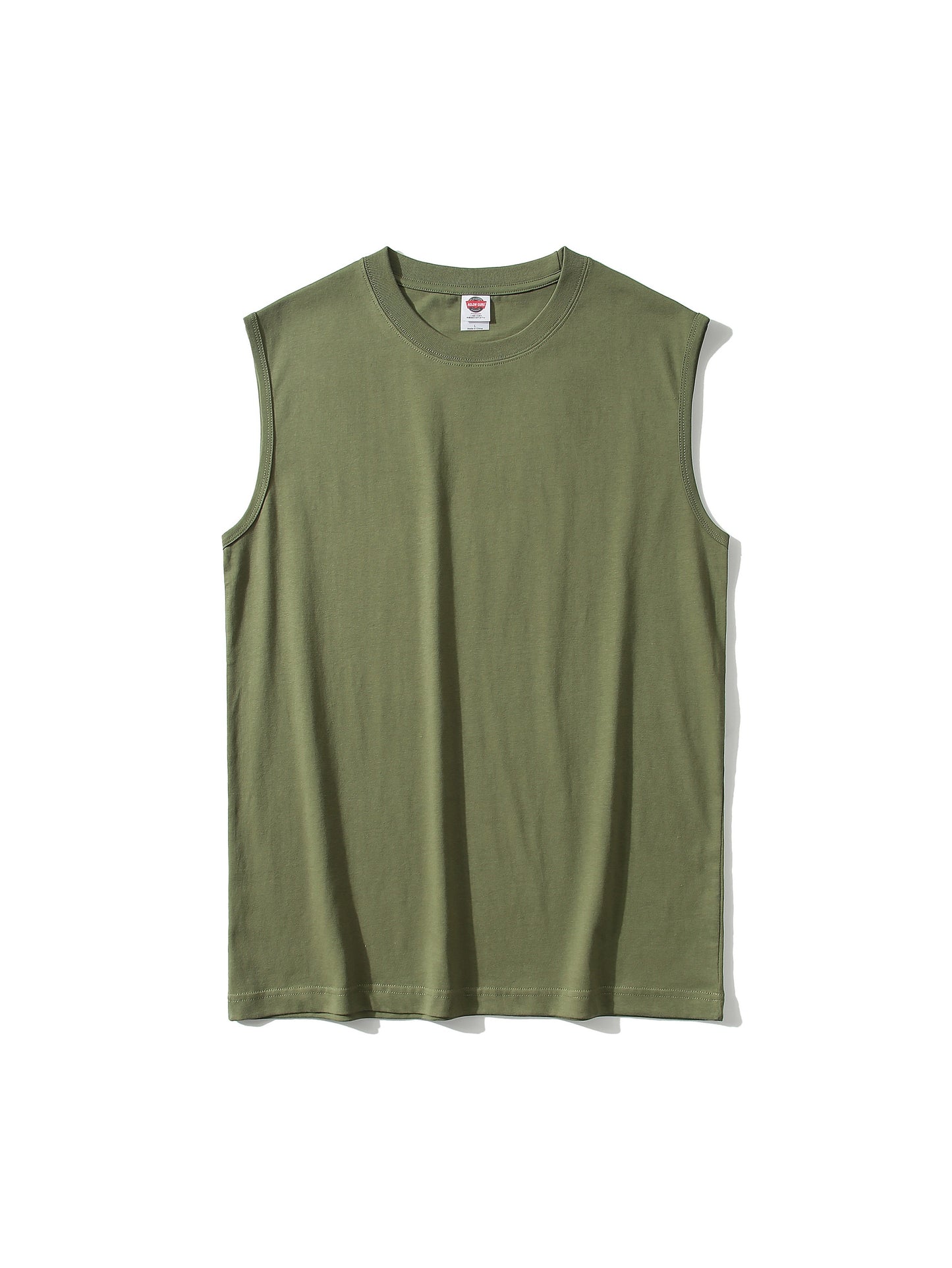 Men's 100% Cotton Solid Tank Top, Active Crew Neck Sleeveless Top, Men's Clothing For Summer Outdoor