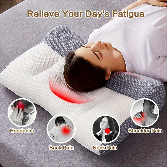 Ergonomic Memory Foam Neck Pillow - Adjustable Orthopedic Support for Side & Stomach Sleepers