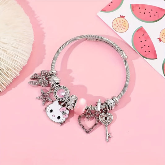 Licensed Sanrio Hello Kitty Bracelets, Creative Cartoon Bangles For Girls, Sweet Gifts For Girls