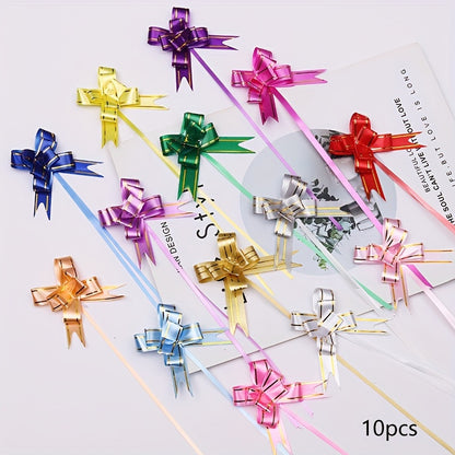 Small Hand Pull Flower Ribbon Bows (10/50pcs): Perfect for Gift Wrapping, Holiday Decor, and Wedding Decorations - Hiccupzz