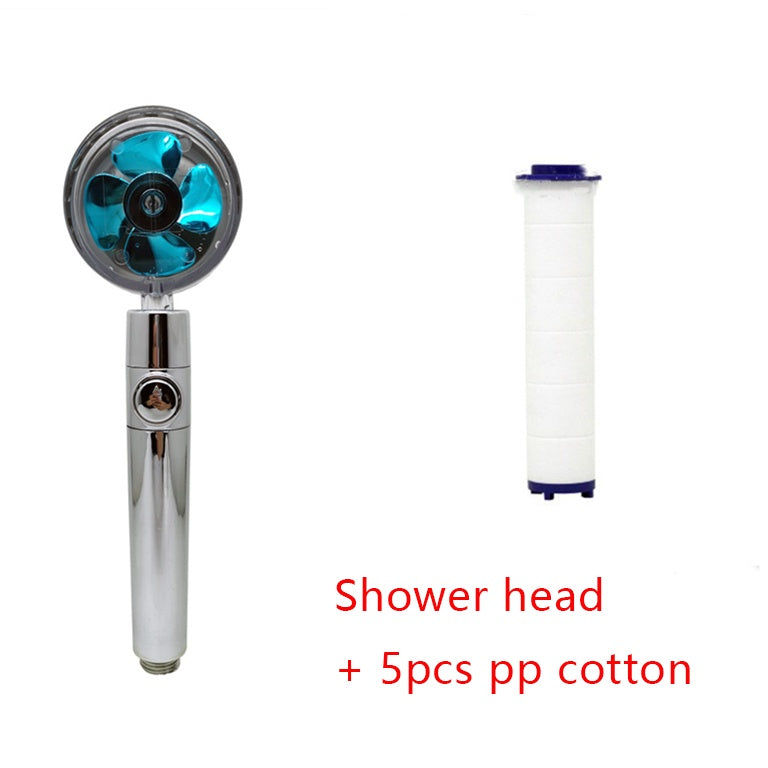 Shower Head Water flow 360 Degrees Rotating With Small Fan ABS Rain High Pressure Spray Nozzle Bathroom Accessories