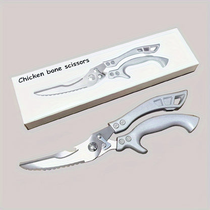 1 Pc Stainless Steel Kitchen Scissors, Multifunctional Poultry, Fish, and Chicken Bone Scissors