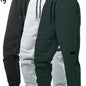 3-Pack Men's Solid Color Drawstring Joggers, Casual Sport Pants with Pockets - Hiccupzz