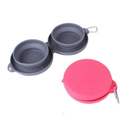 Rubber Foldable Double Bowl Pet Feeding Bowl Pets Supplies Dog Cat Bowls - Hiccupzz
