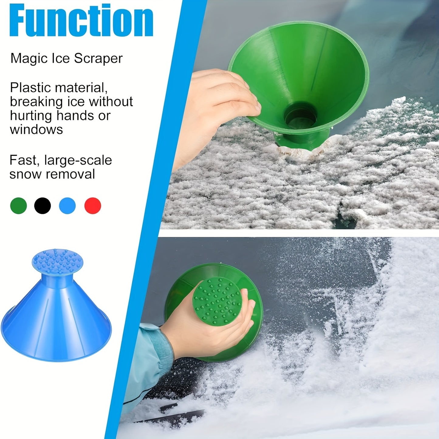 4 Pcs Magic Ice & Snow Scraper Set - Easy-to-Use Cone Tool for Car Windshields, Trucks & Vehicles