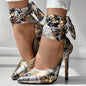 Floral Satin High Heels - Elegant Pointed Toe Lace Up Stilettos for Parties and Dressy Occasions - Hiccupzz