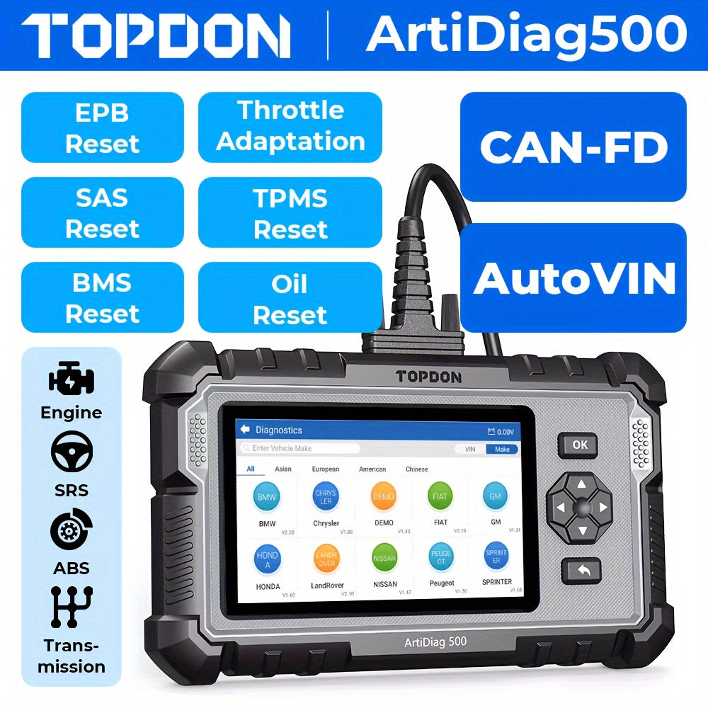 TOPDON AD500 Diagnostic Scan Tool with Reset Functions & AutoVIN, Lifetime Updates