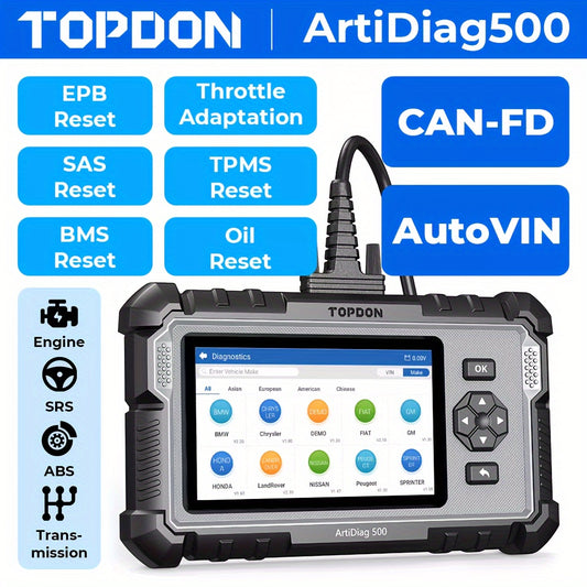 TOPDON AD500 Diagnostic Scan Tool with Reset Functions & AutoVIN, Lifetime Updates