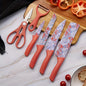 Jasmine Flower 6-Piece Kitchen Knife Set with Chef Knife, Meat Cleaver, Bread Knife, Scissors, Peeler - Hiccupzz