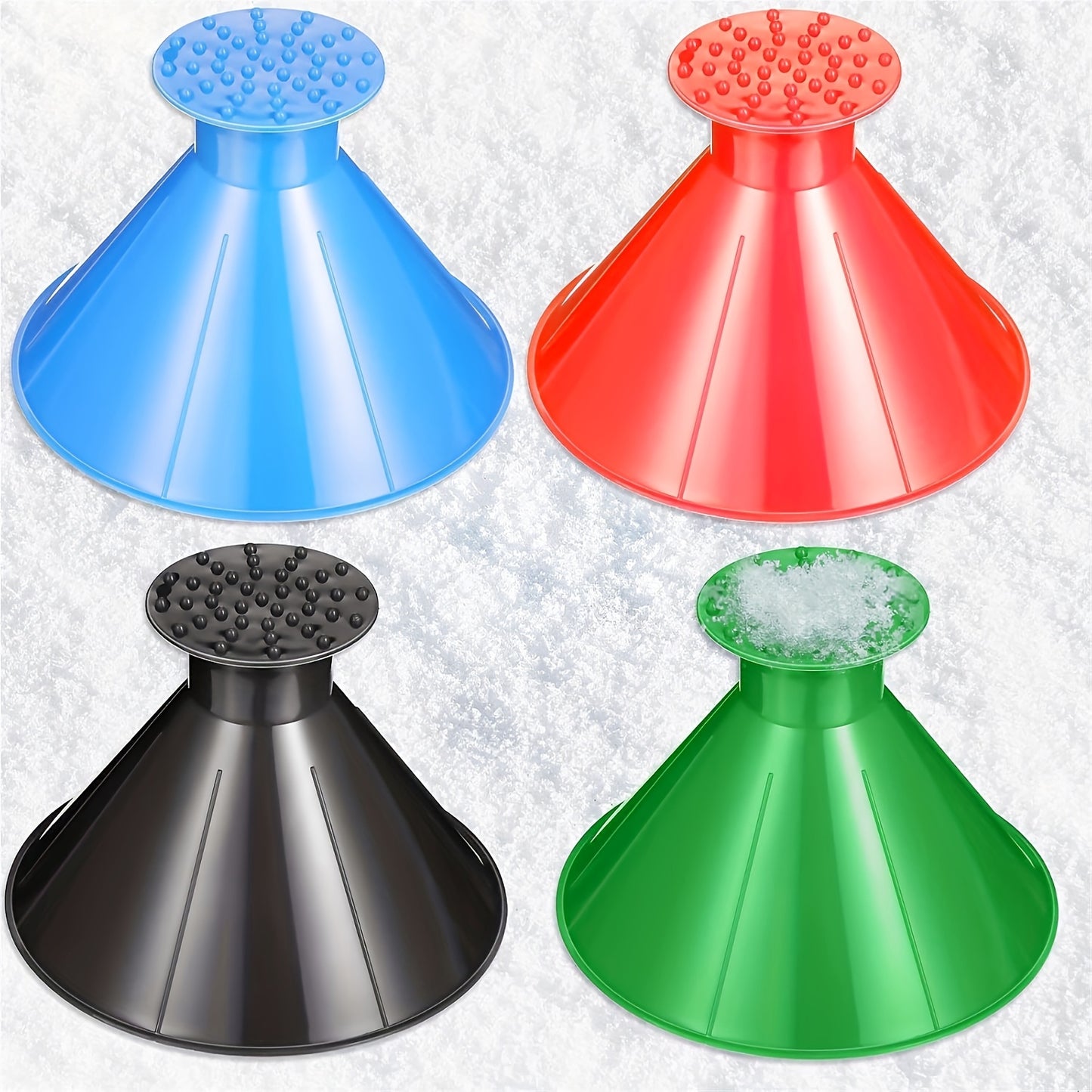 4 Pcs Magic Ice & Snow Scraper Set - Easy-to-Use Cone Tool for Car Windshields, Trucks & Vehicles