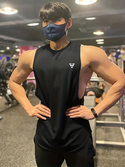 Men's Solid Tank Top - Quick-Dry Stretch Crew Neck Sleeveless Shirt for Gym & Fitness - Hiccupzz