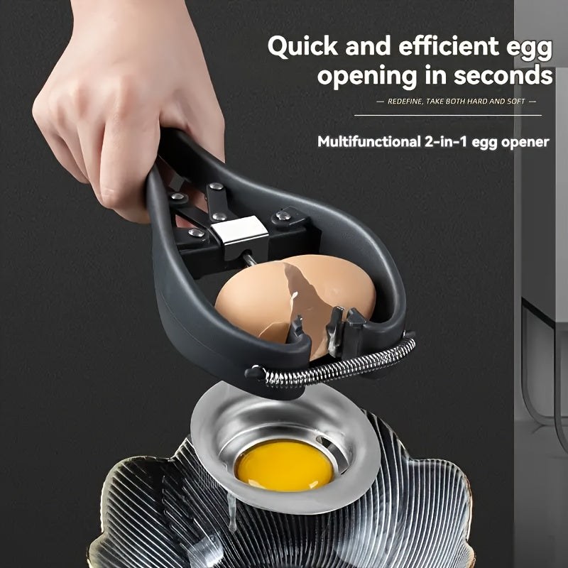 2-in-1 Stainless Steel Egg Opener & Separator - Multi-Functional Kitchen Gadget for Easy Baking and Cooking