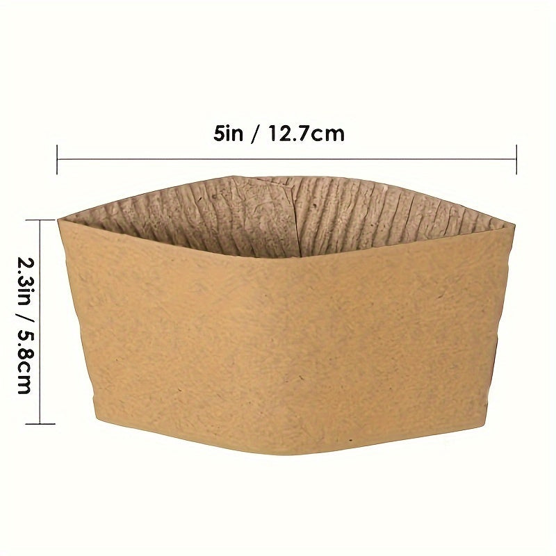 50/100pcs Heat-Insulated Double-Layer Corrugated Coffee Cup Sleeves for 12oz-24oz Drinks - Anti-Slip and Anti-Scald Design, Ideal for Coffee Shops and Beverage Stalls