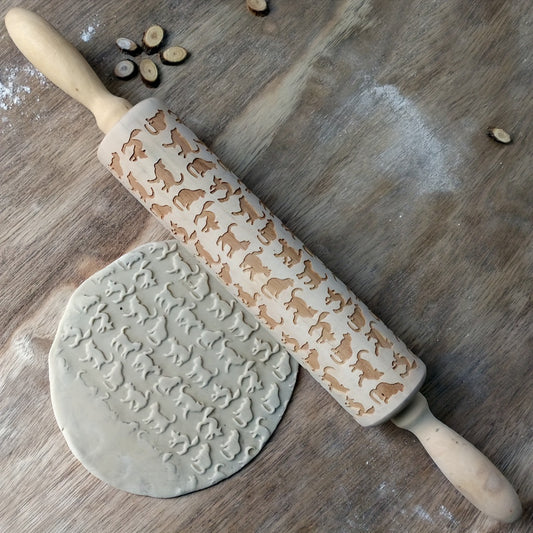 1pc, Embossing Rolling Pin, Wooden Dough Roller, For Pizza, Pie, Cookie, Dumplings, Noodles, And More, Kitchen Utensils, Kitchen Gadgets, Kitchen Accessories