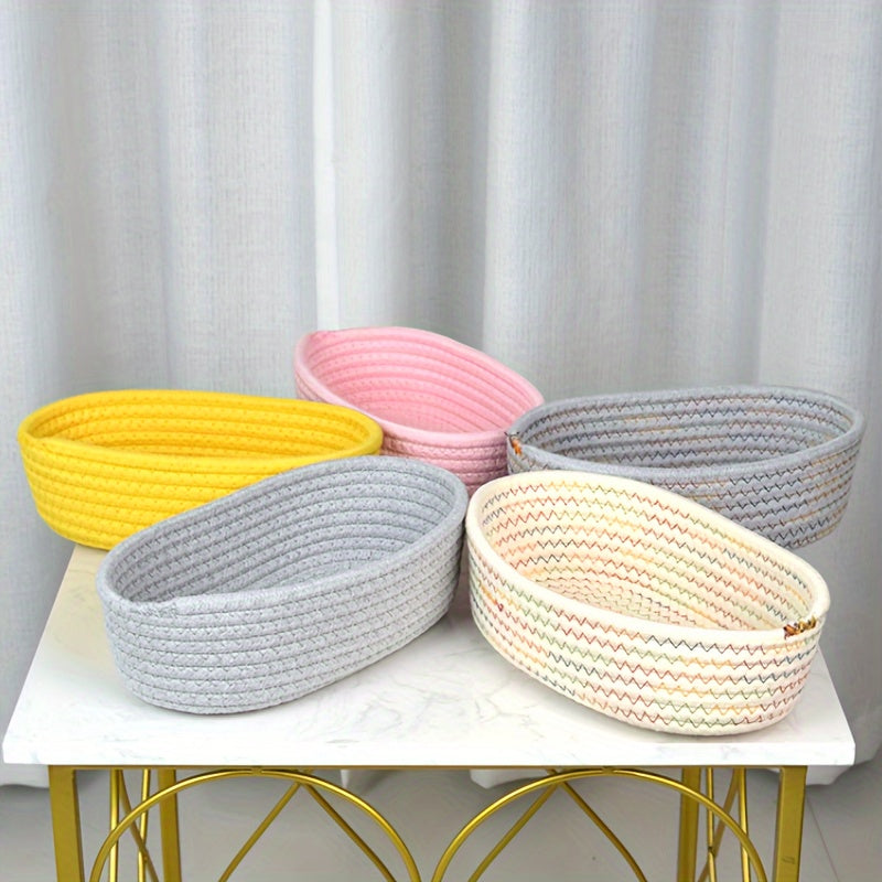 1Pc Cheap Price Cotton Rope Woven Storage Baskets, Cosmetic Containers, Room Decor, Home Decor