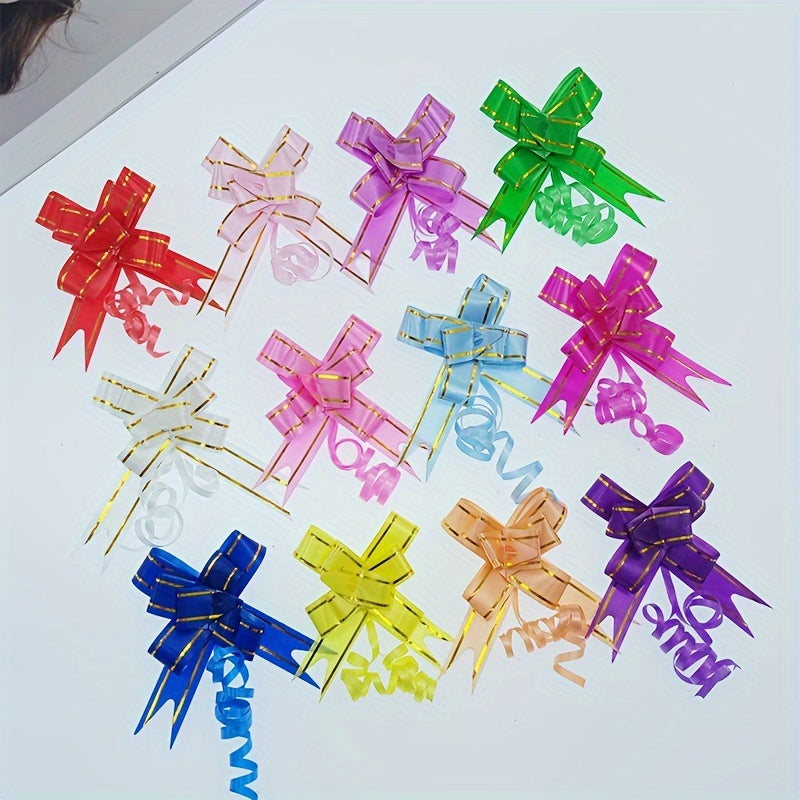 Small Hand Pull Flower Ribbon Bows (10/50pcs): Perfect for Gift Wrapping, Holiday Decor, and Wedding Decorations