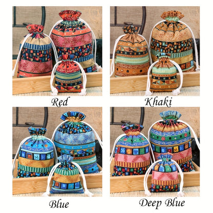 Egyptian-Inspired Linen Gift Bag with Drawstring: Versatile Storage Pouch for Jewelry, Halloween Candy, Christmas Presents, and Party Favors (3.9x5.51 Inches) - Hiccupzz